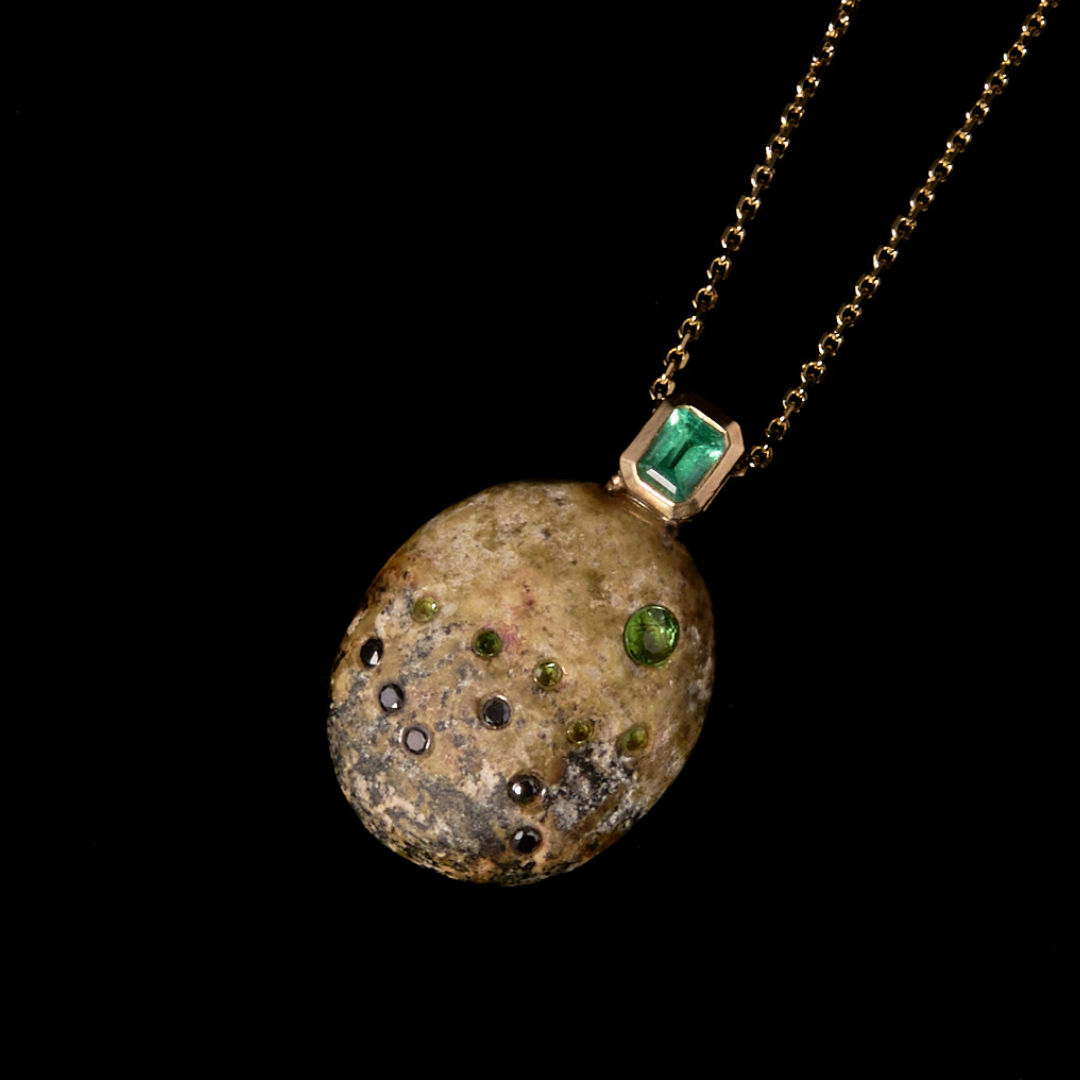 14K Gold + Emerald + Black Diamond + Tsavorite Garnet Tahoe GEM // STONE Necklace *Available at Kalifornia Jean Bar (Truckee, CA)*