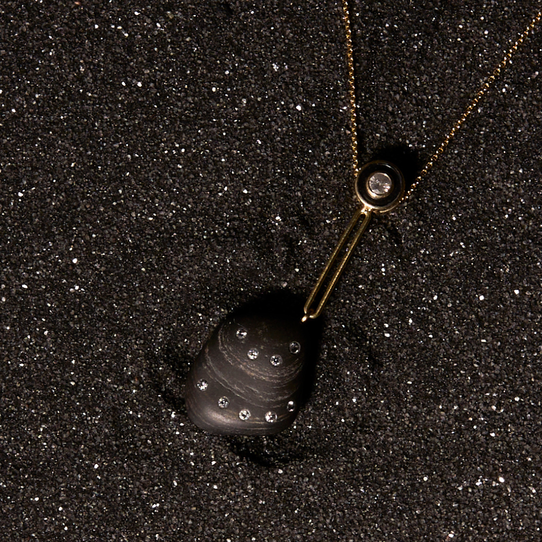 14K Gold + Black Rhodium + Diamond Tahoe GEM // STONE Necklace