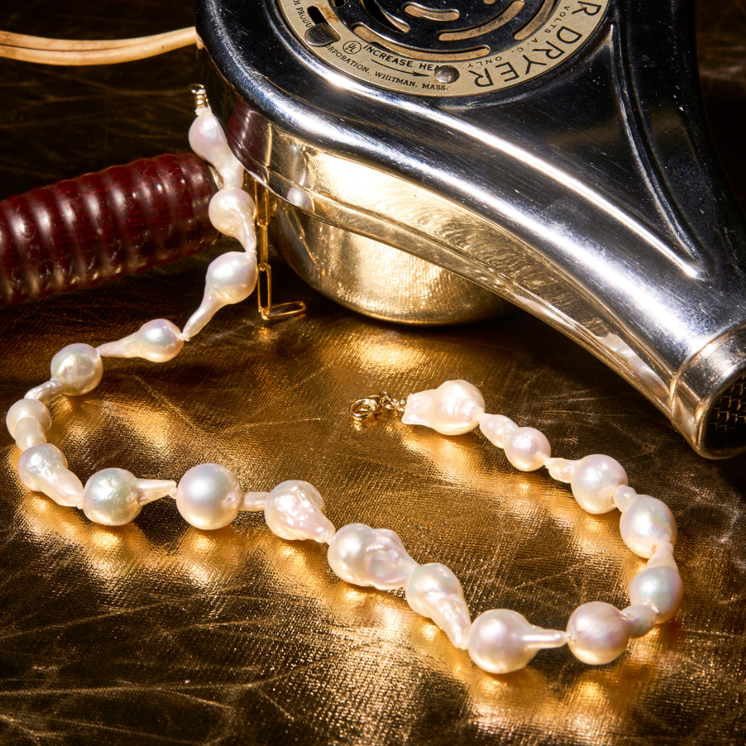 14K Gold Baroque Pearl Necklace