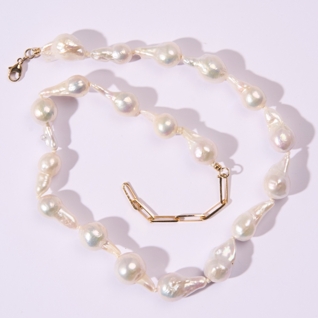 14K Gold Baroque Pearl Necklace