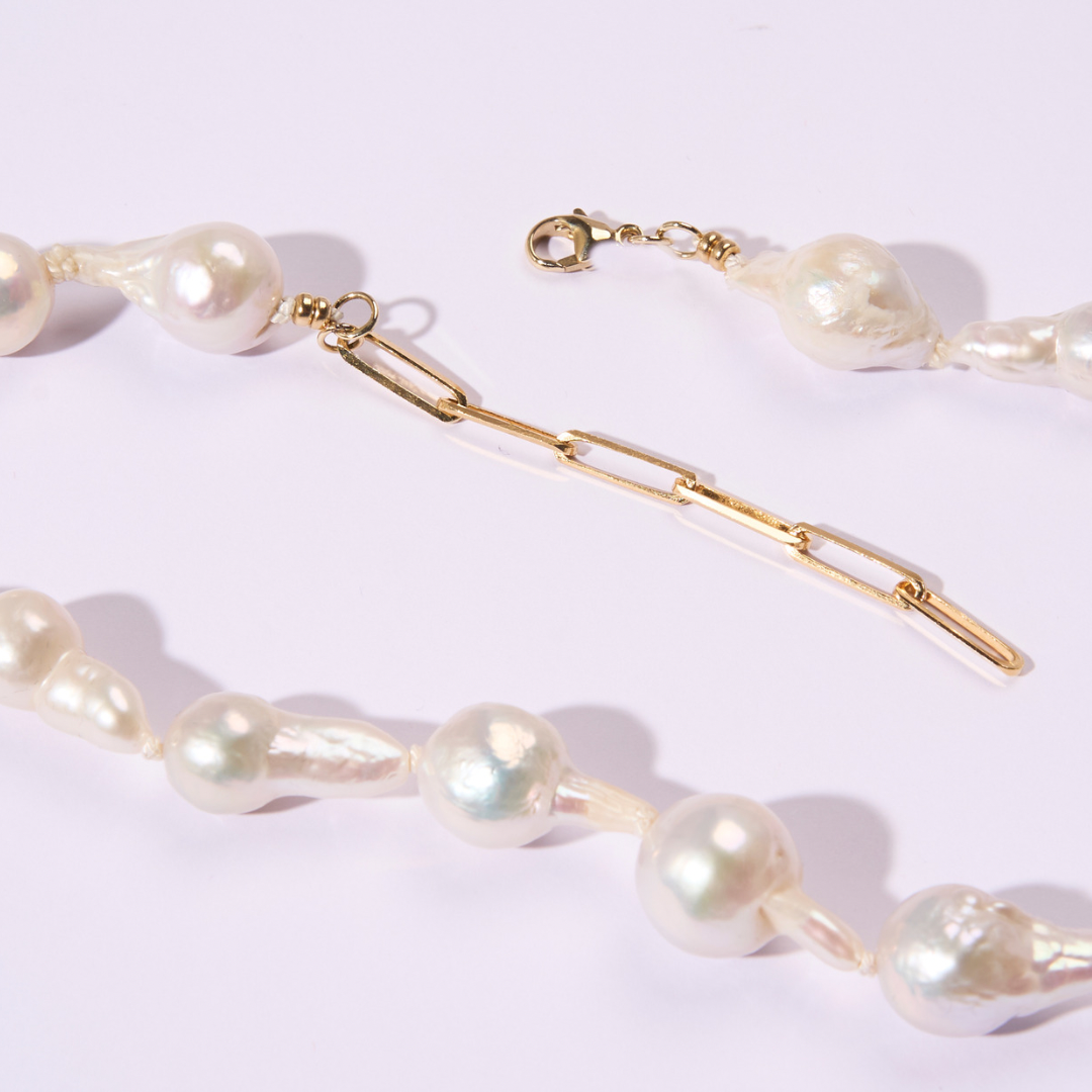 14K Gold Baroque Pearl Necklace