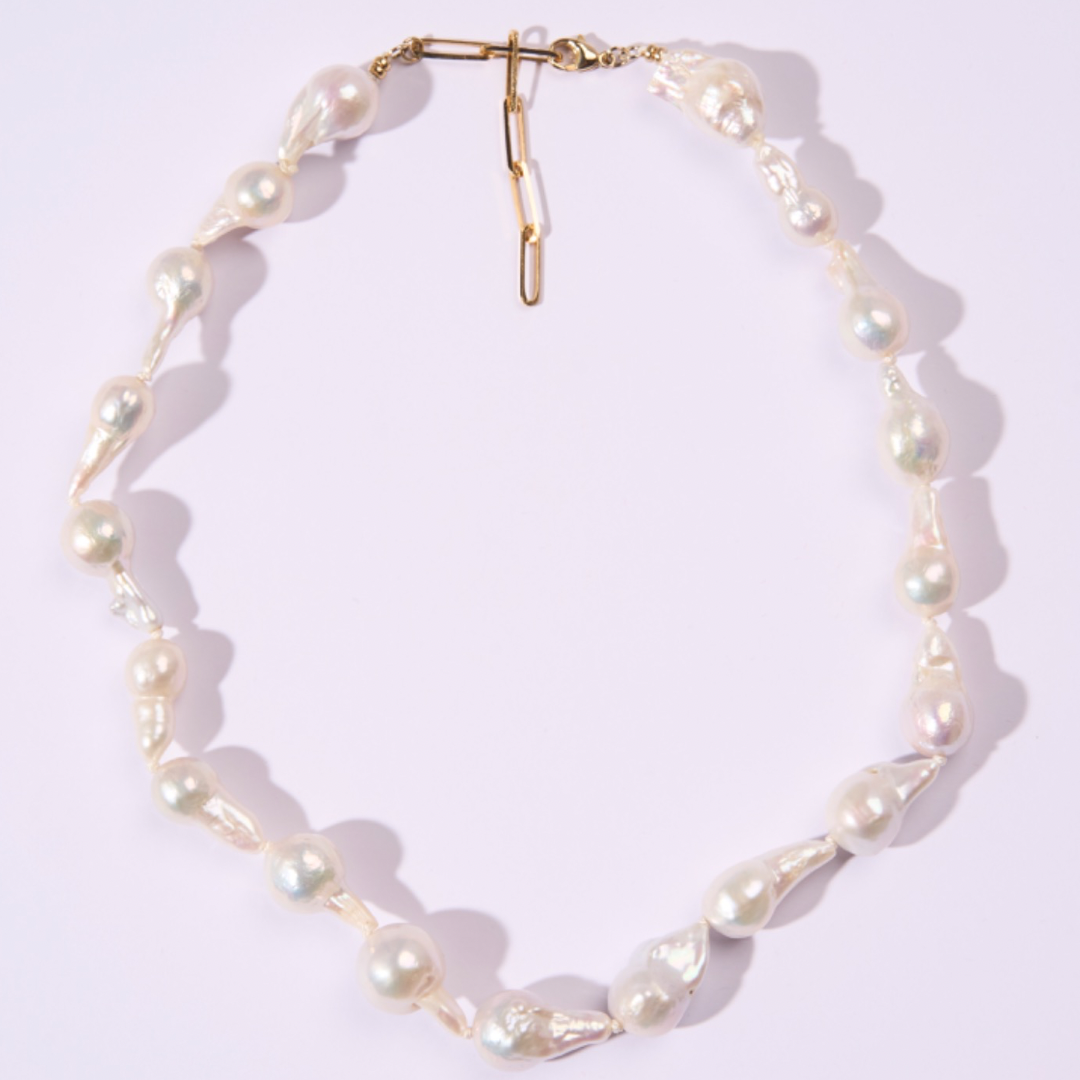 14K Gold Baroque Pearl Necklace