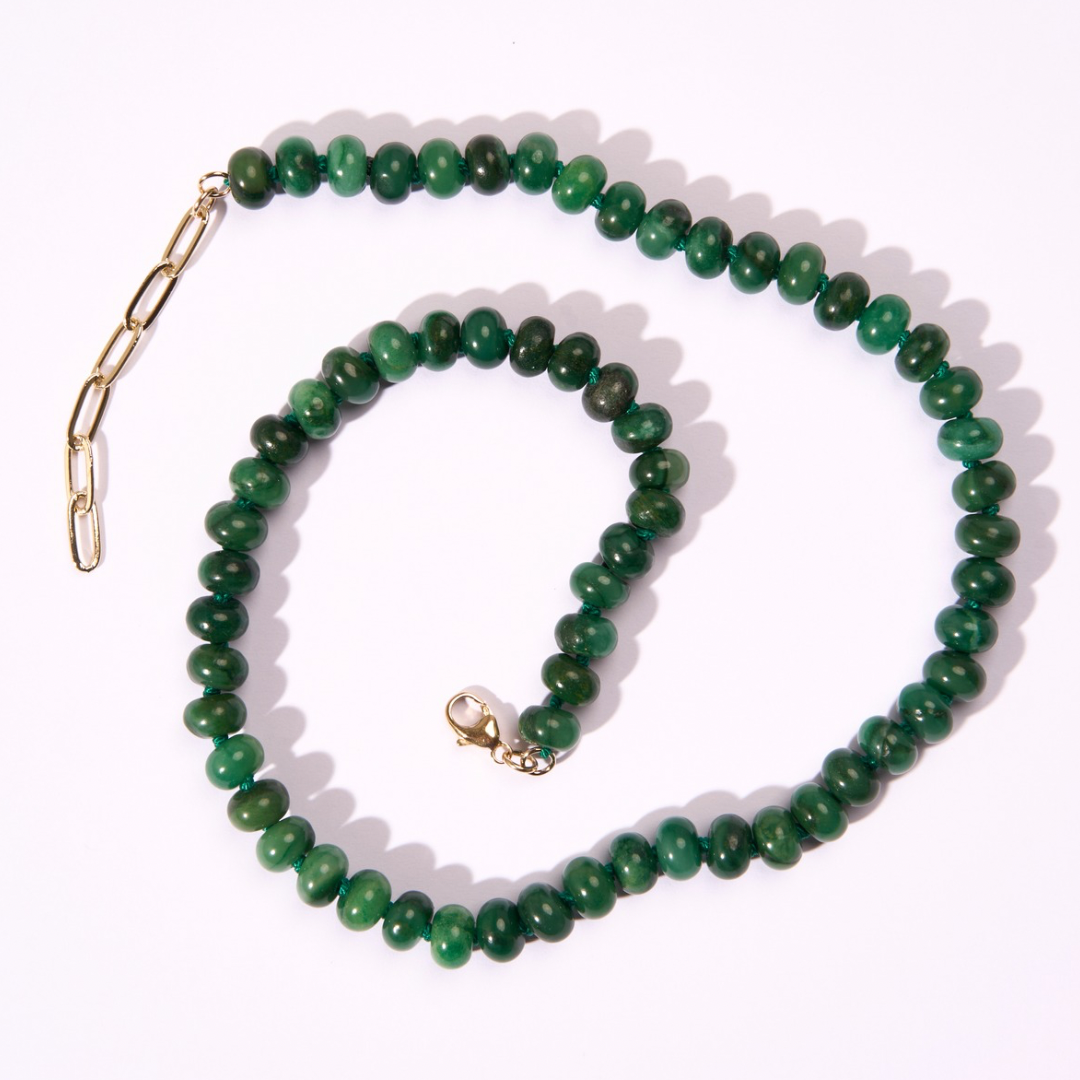 Green Jade Hand-Knotted Silk Candy Necklace