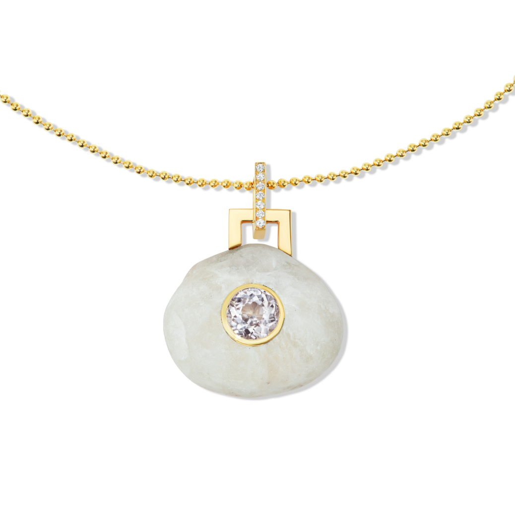 14K Gold + Diamond + Morganite Tahoe GEM // STONE Necklace