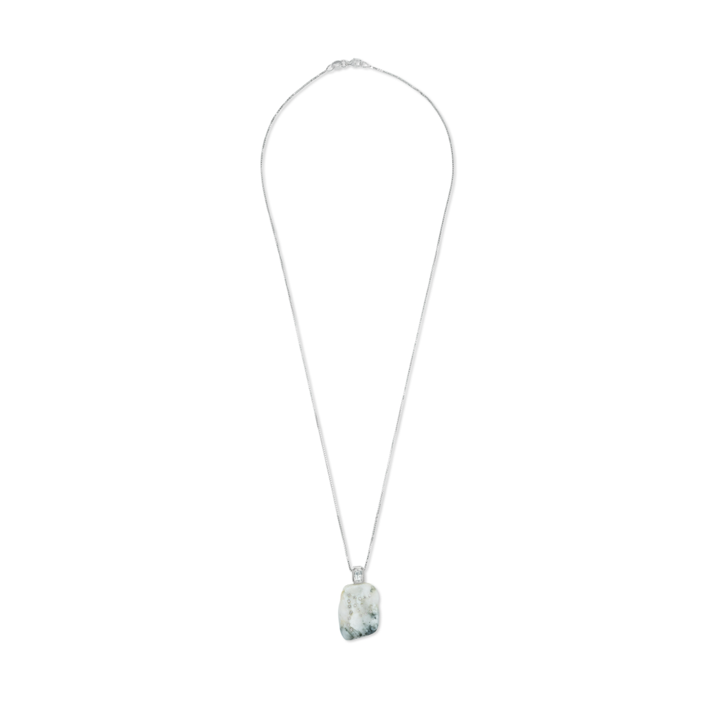 14K White Gold + Diamond + White Sapphire Tahoe GEM // STONE Necklace