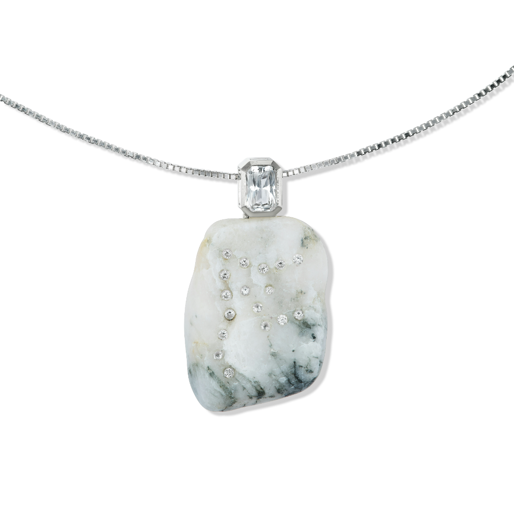 14K White Gold + Diamond + White Sapphire Tahoe GEM // STONE Necklace