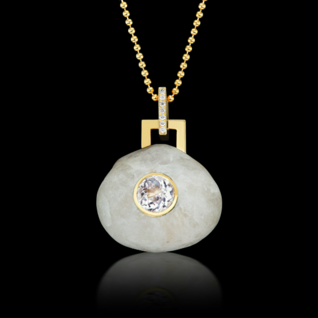 14K Gold + Diamond + Morganite Tahoe GEM // STONE Necklace