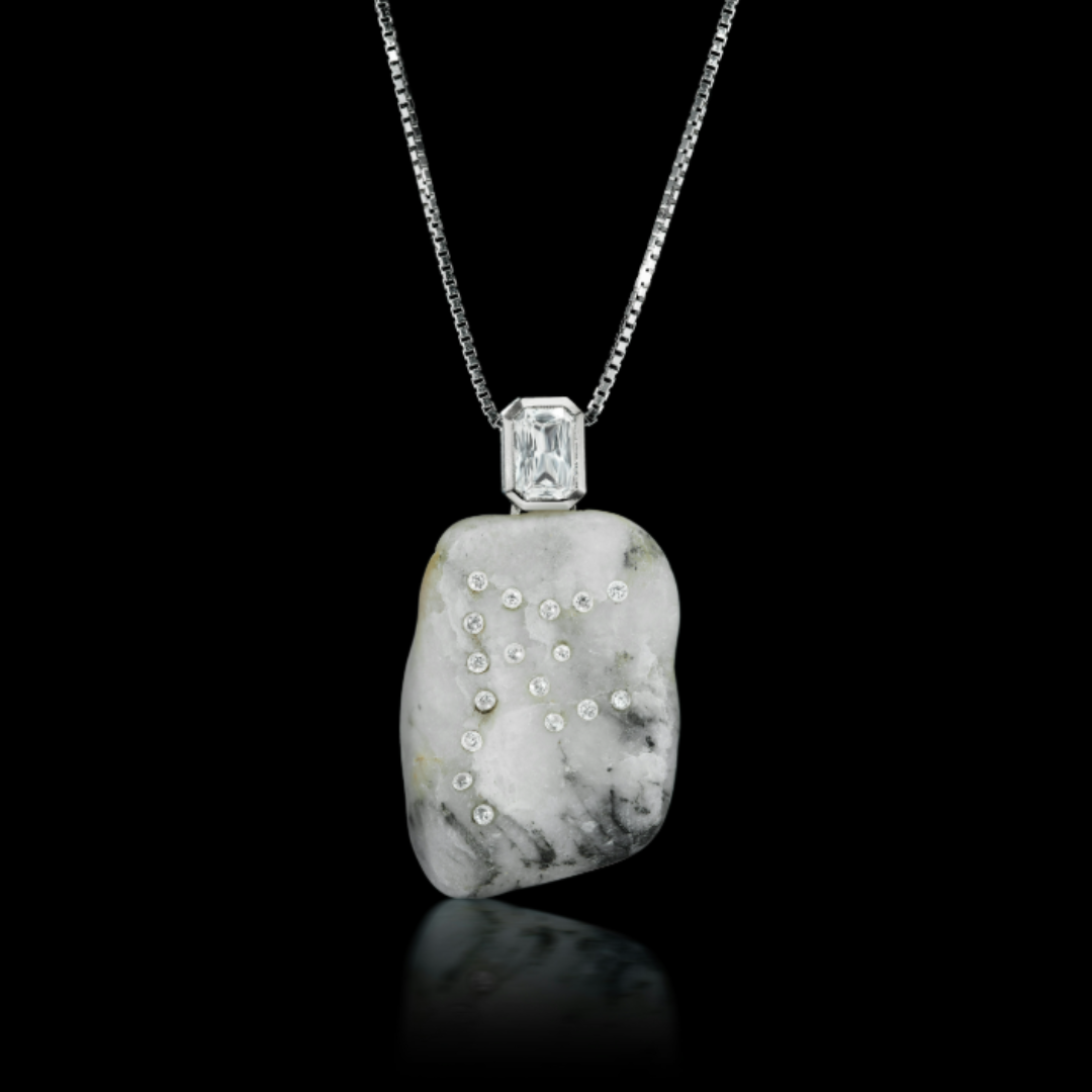 14K White Gold + Diamond + White Sapphire Tahoe GEM // STONE Necklace