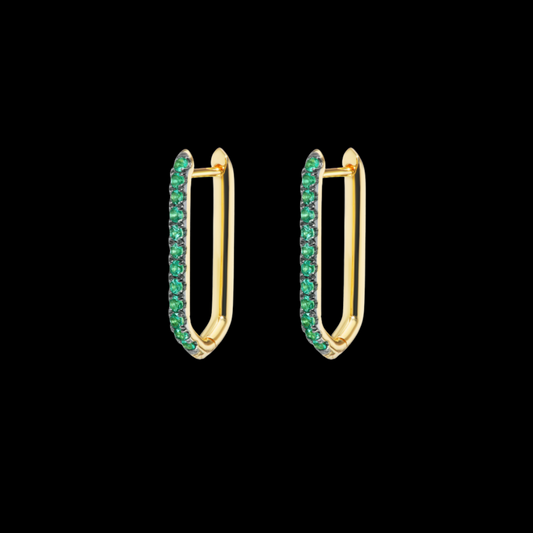 18K Emerald Reversible Drop Link Earrings