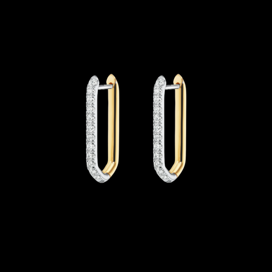 18K Diamond Reversible Two-Tone Drop Link Earrings