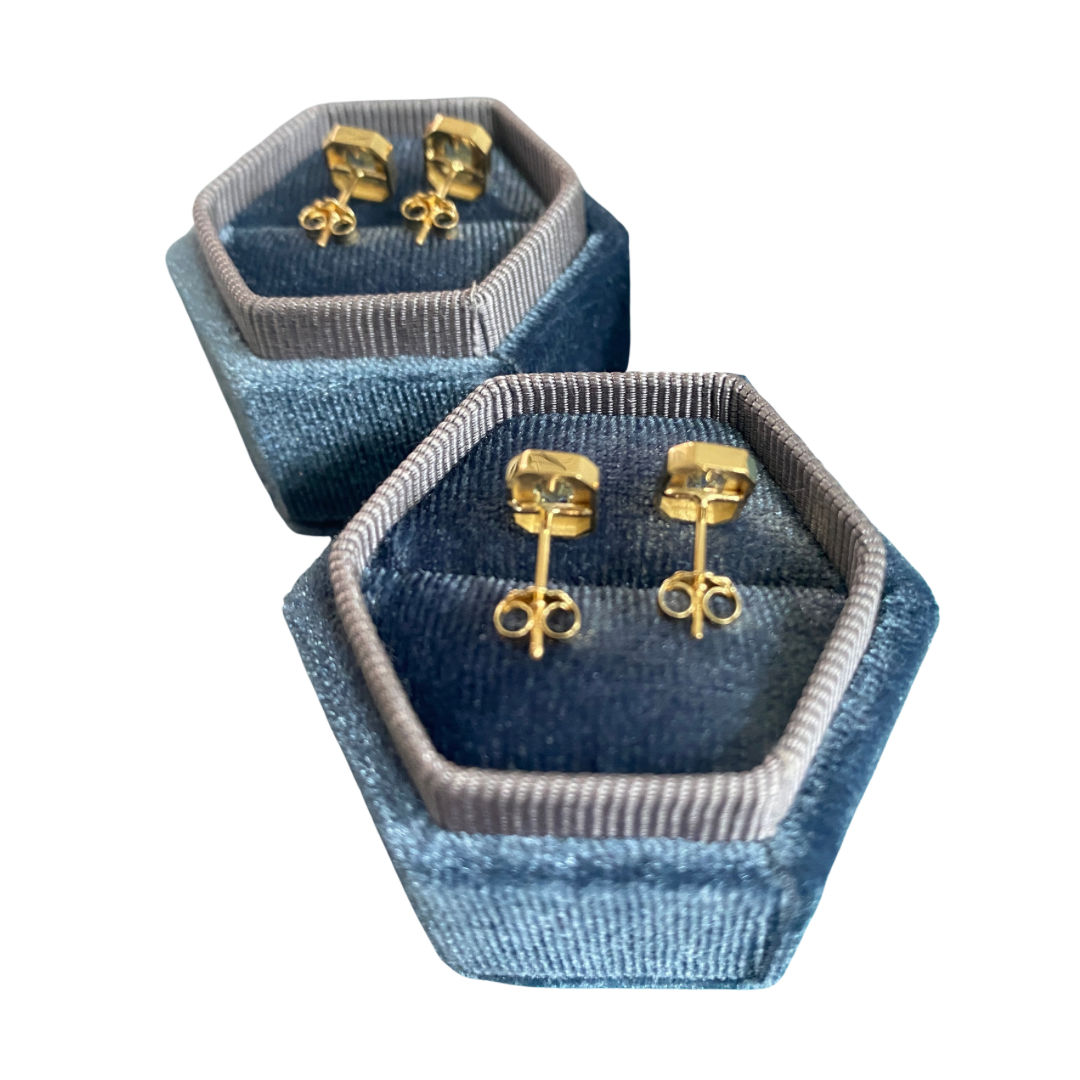 14K Montana Sapphire + Blue Enamel Valley Girl Stud Earrings