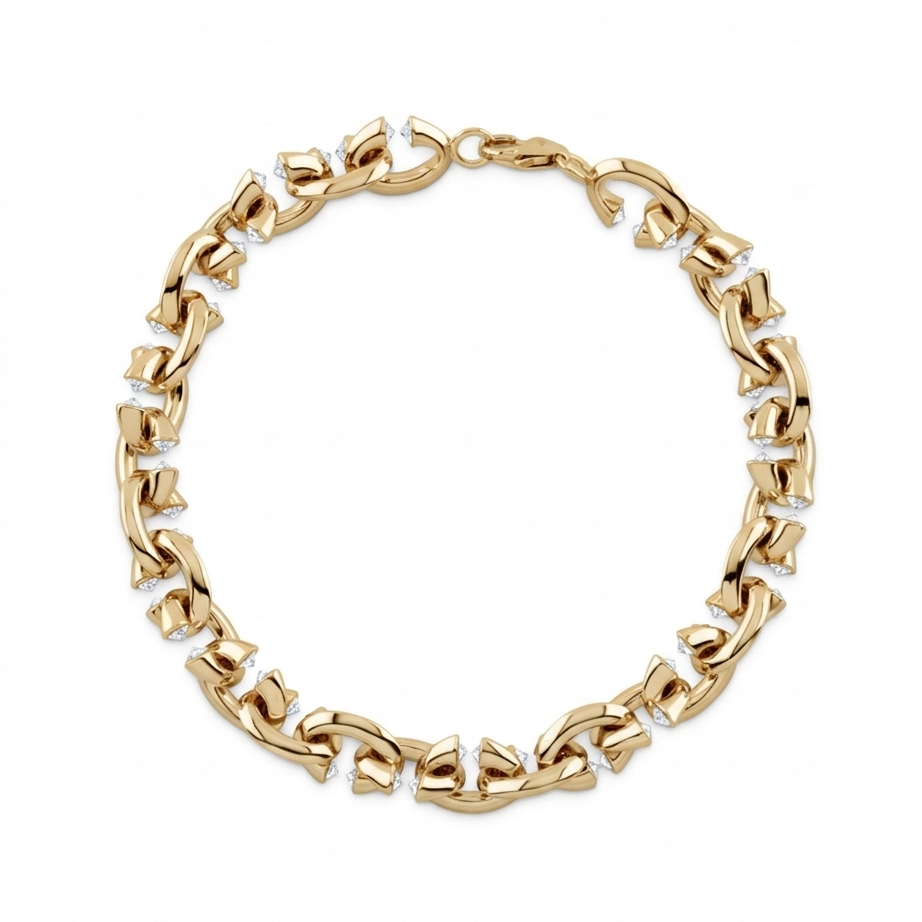 18K Gold + Diamond C-Link Bracelet