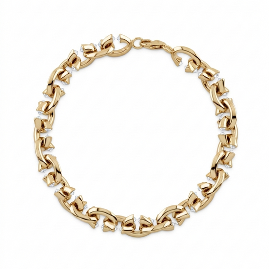 18K Gold + Diamond C-Link Bracelet