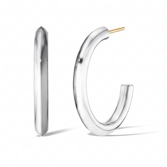 Sterling Silver Chunky Icon Hoop Earrings