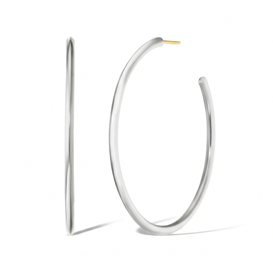 Sterling Silver Skinny Icon Hoop Earrings