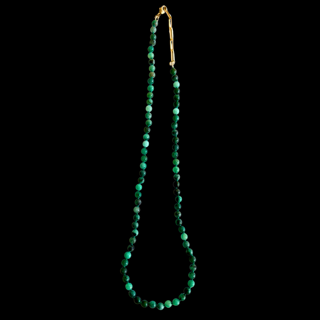 14K Gold Raw Emerald Necklace