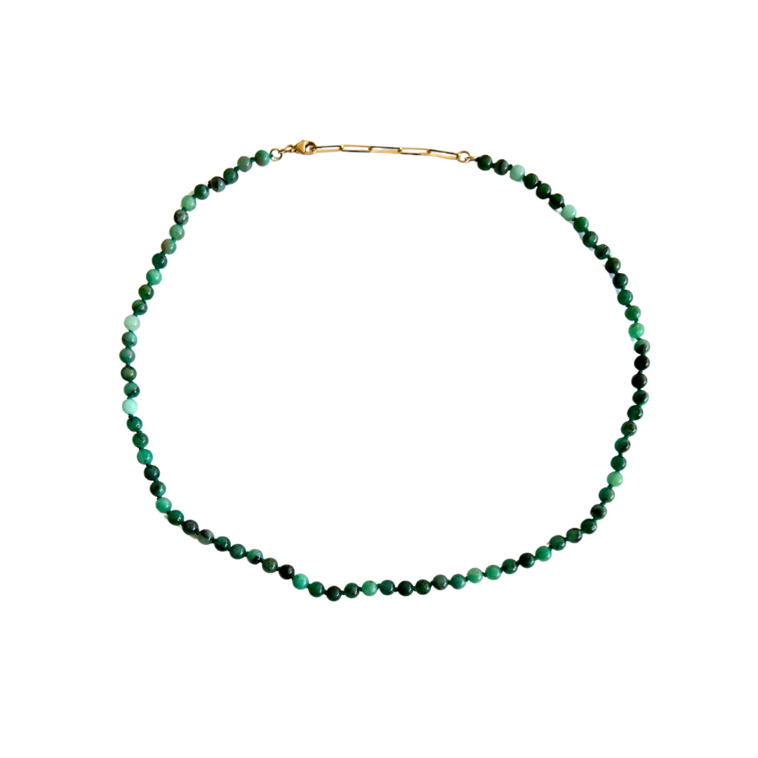 14K Gold Raw Emerald Necklace