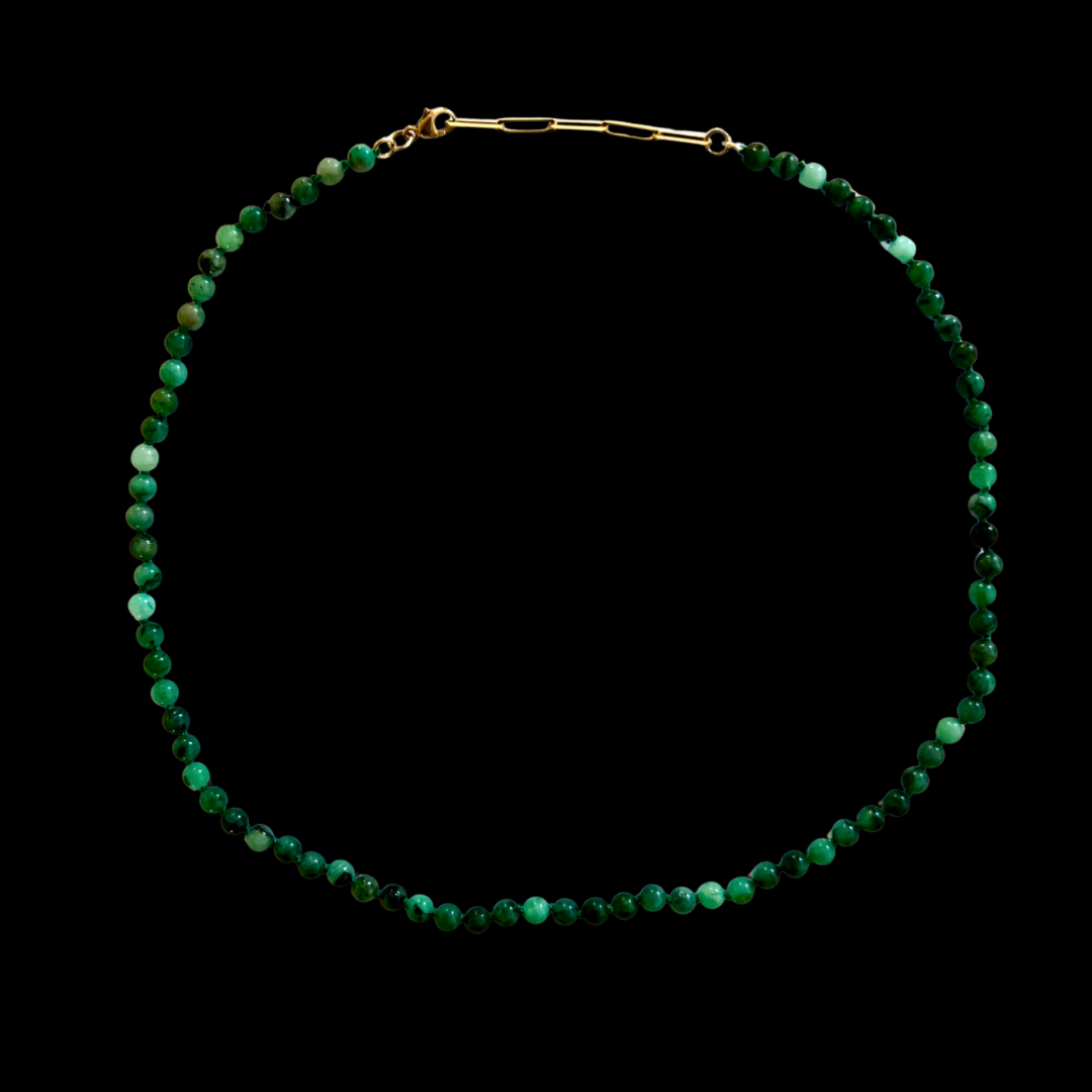 14K Gold Raw Emerald Necklace