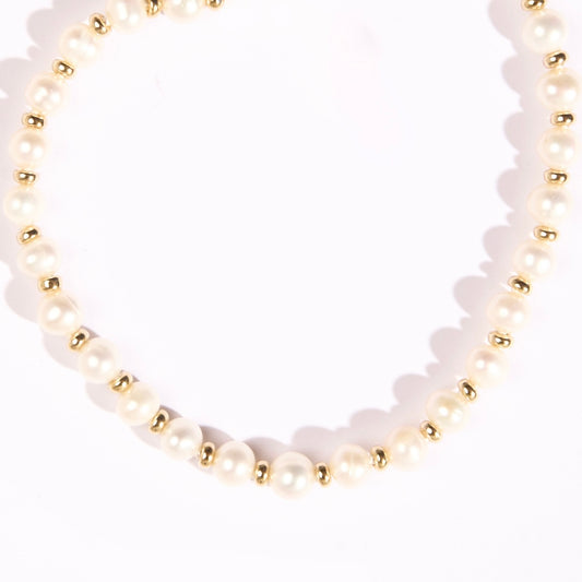 Freshwater Pearl + Gold Filled Beaded Choker Necklace