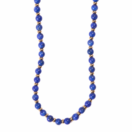 Lapis + Gold Filled Beaded Choker Necklace