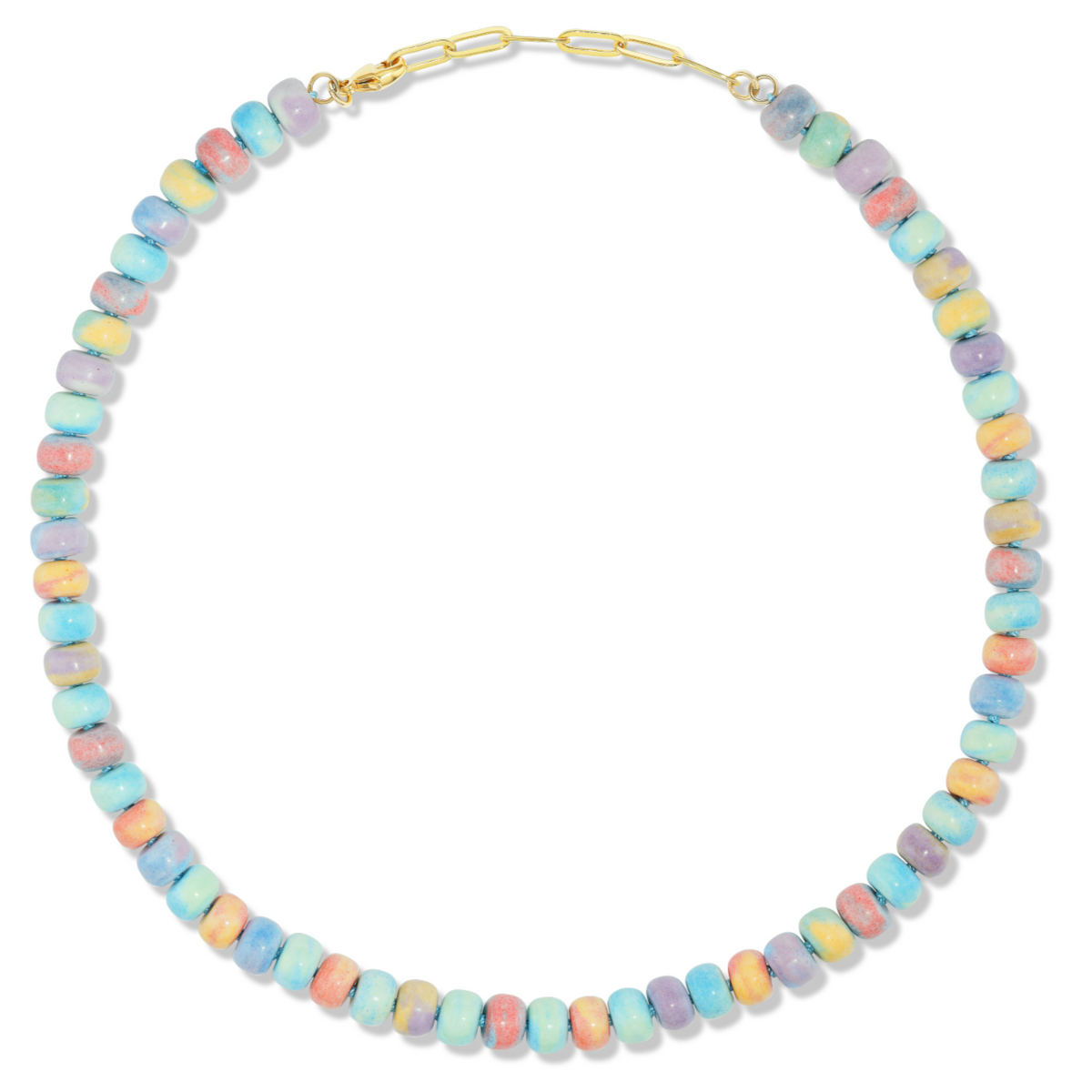 Retro Ombré Pastel Rainbow Tie Dyed Gemstone Candy Necklace 