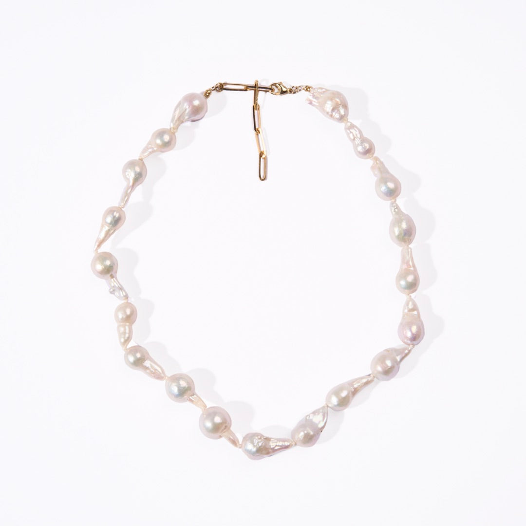 14K Gold Baroque Pearl Necklace