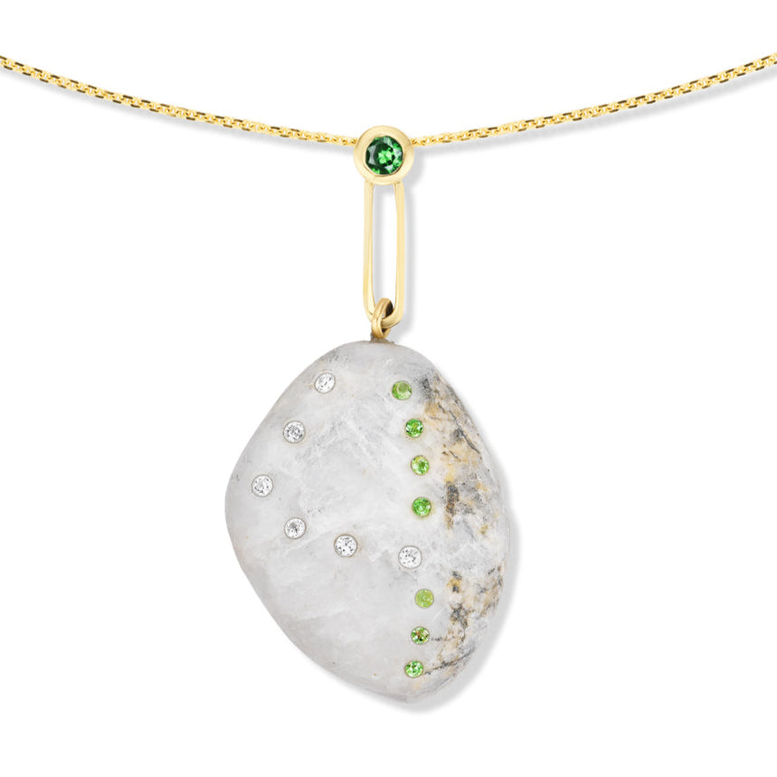 14K Gold + Diamond + Tsavorite Garnet Tahoe GEM // STONE Necklace