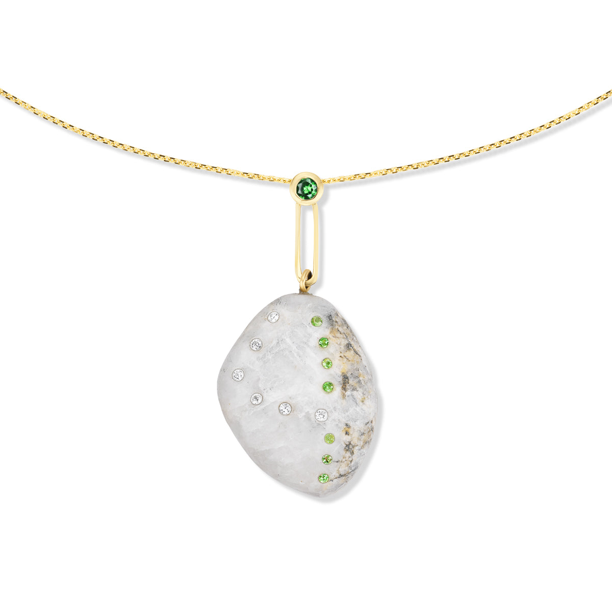 14K Gold + Diamond + Tsavorite Garnet Tahoe GEM // STONE Necklace