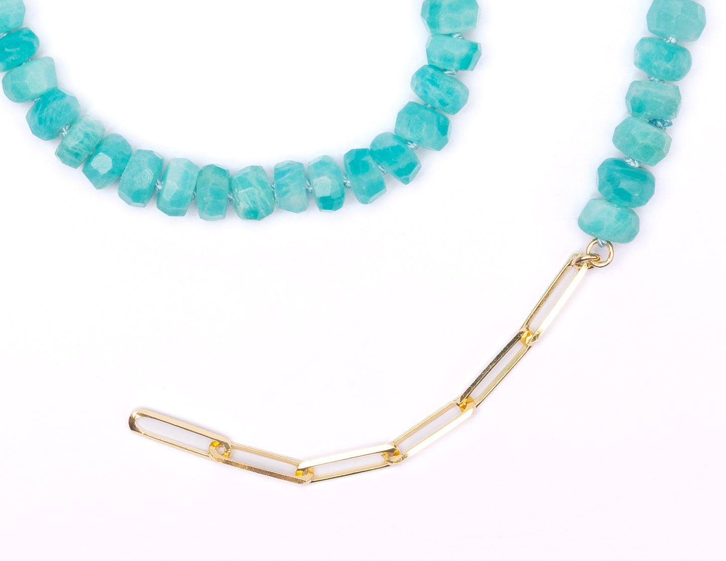 14K Gold Amazonite Candy Necklace