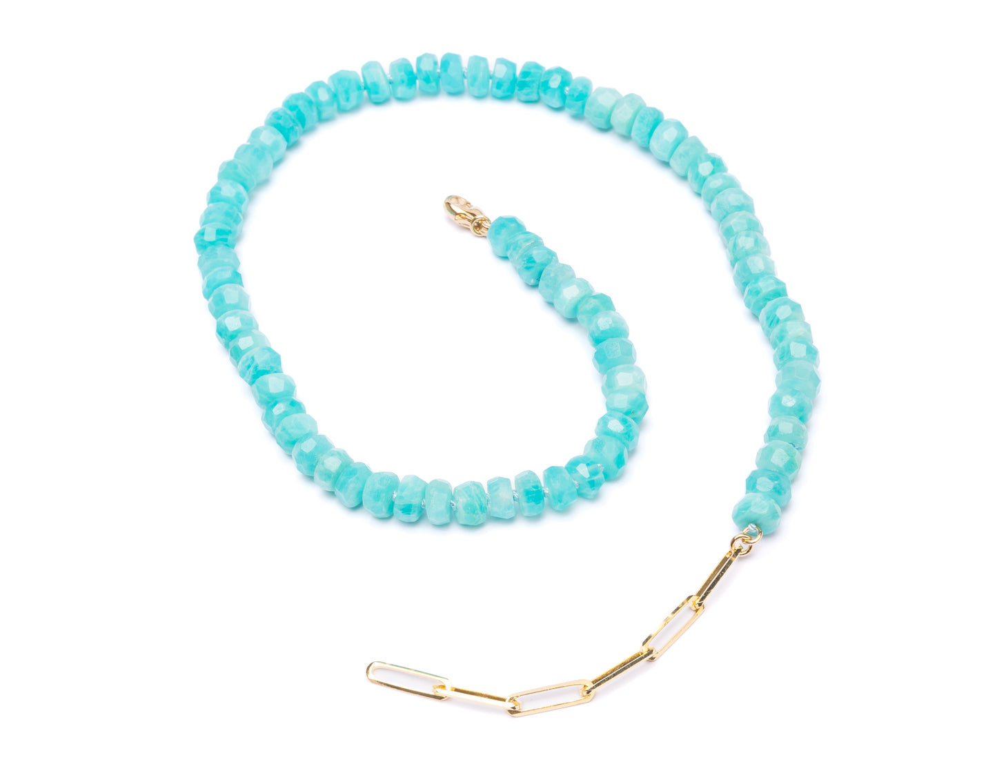 14K Gold Amazonite Candy Necklace