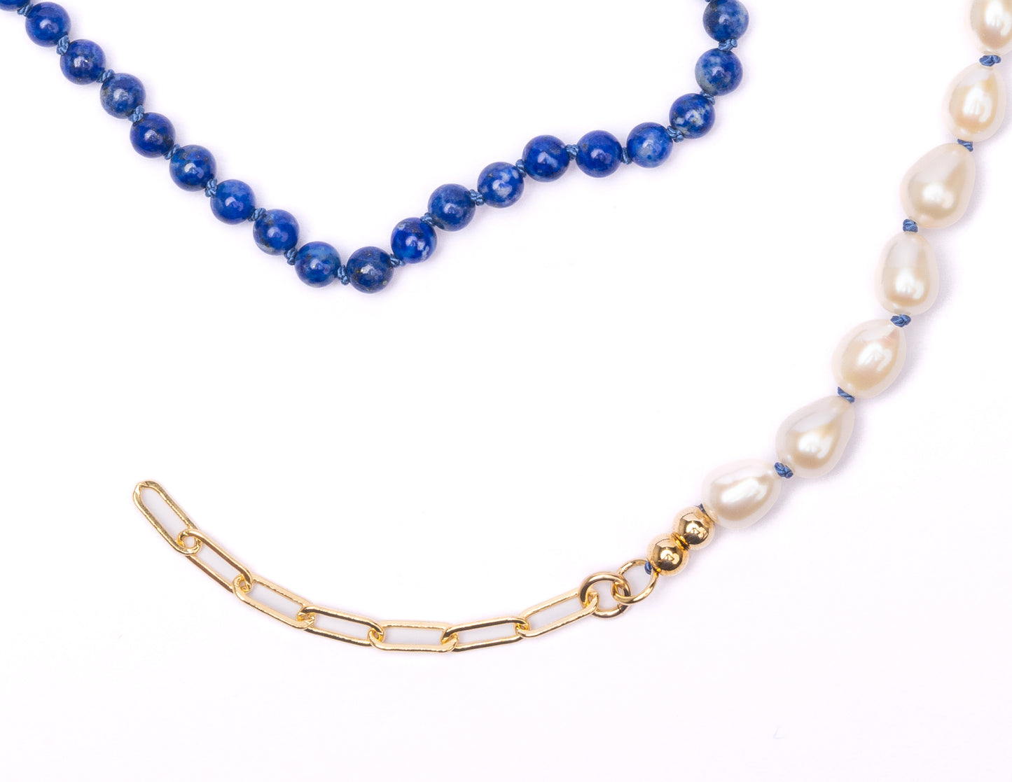 Lapis + Freshwater Pearl Moi et Toi Necklace