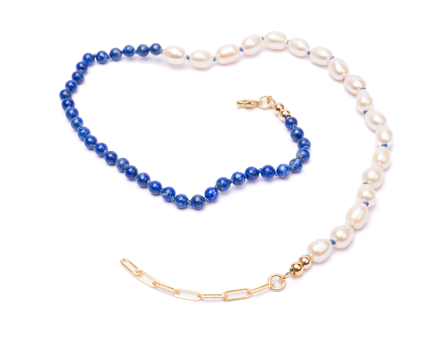 Lapis + Freshwater Pearl Moi et Toi Necklace