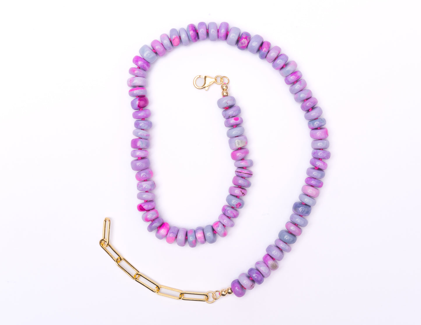 Fuschia Lavender Hot Pink Ombré Opal Candy Necklace