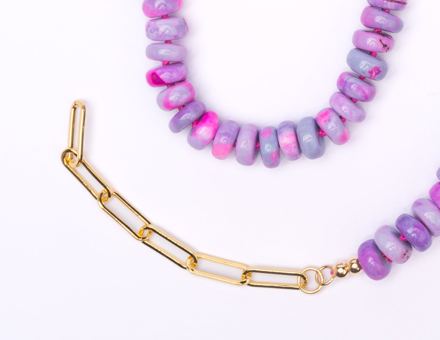 Fuschia Lavender Hot Pink Ombré Opal Candy Necklace