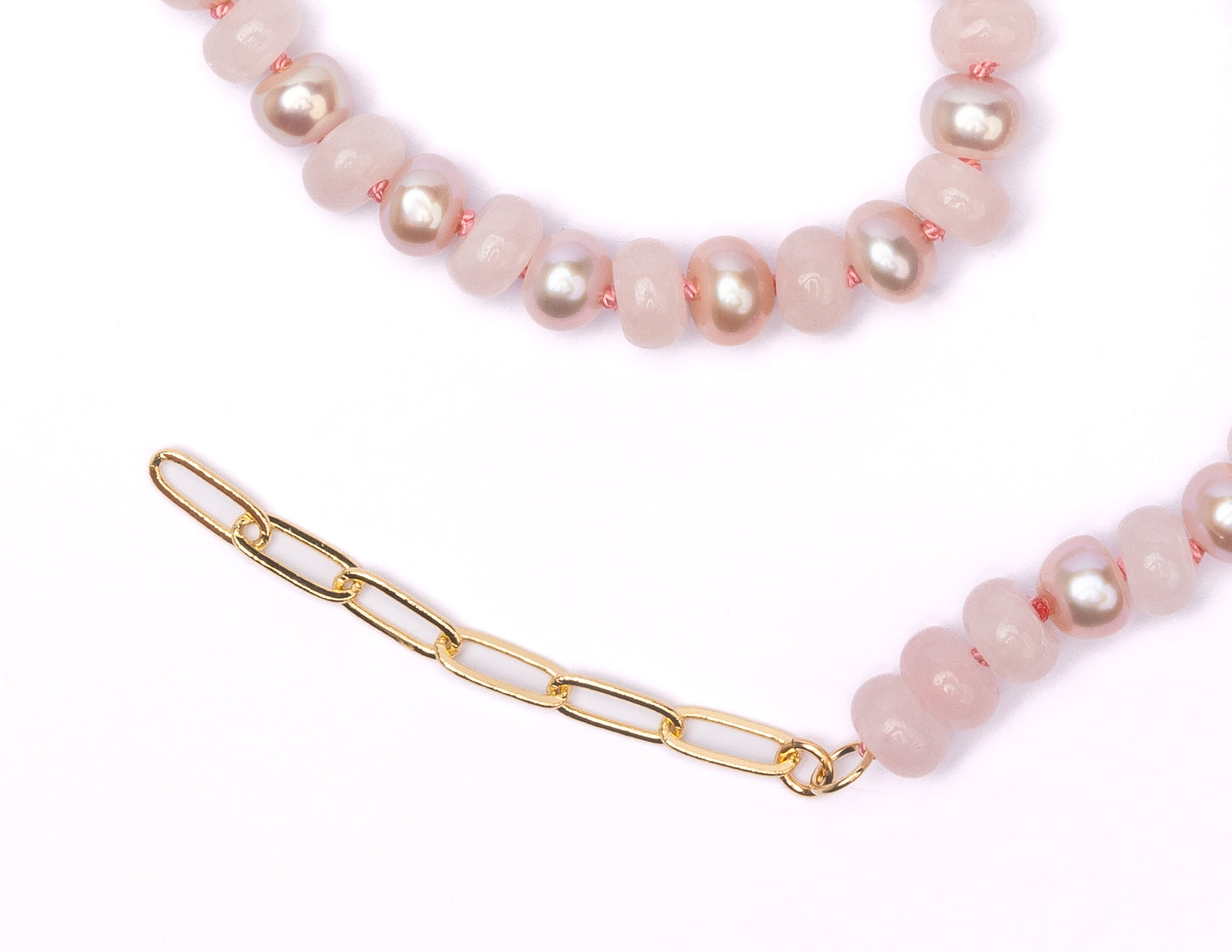 Rose Quartz + Pink Freshwater Pearl Candy Necklace