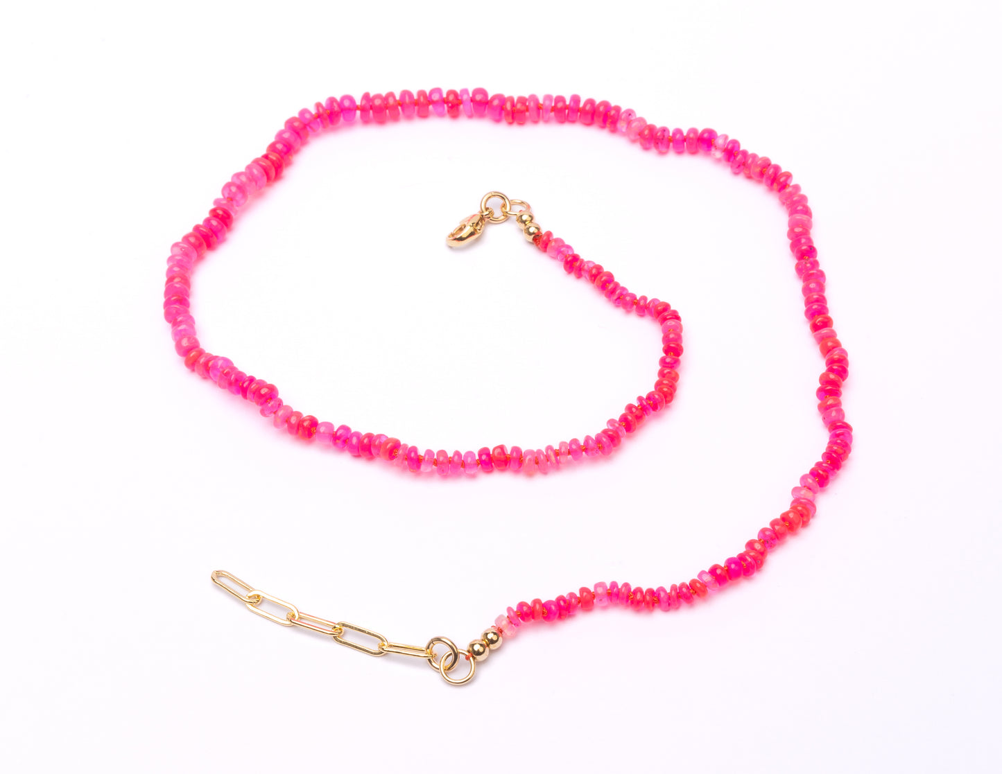 Neon Pink Ethiopian Opal Necklace