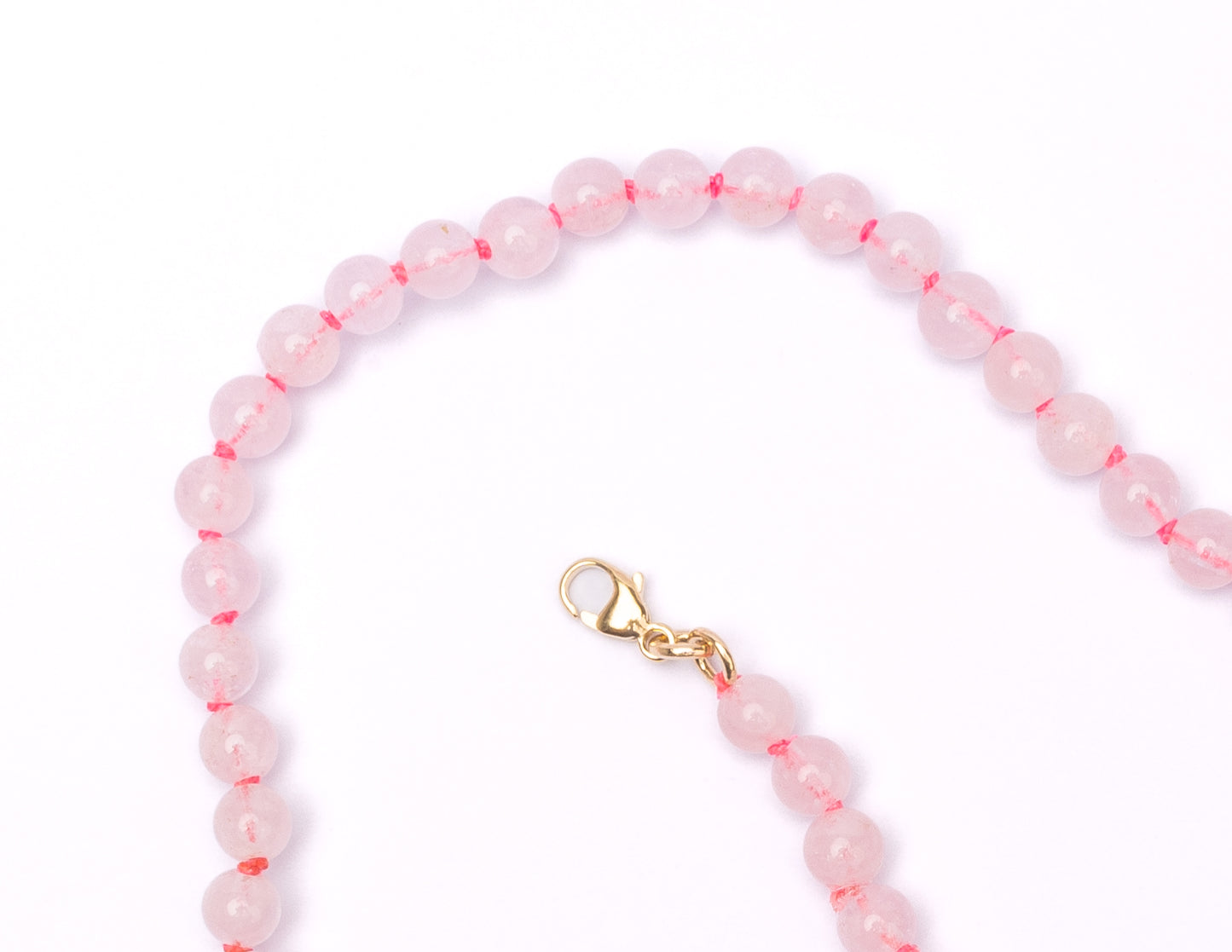 14K Gold Morganite + Neon Pink Silk Choker Necklace