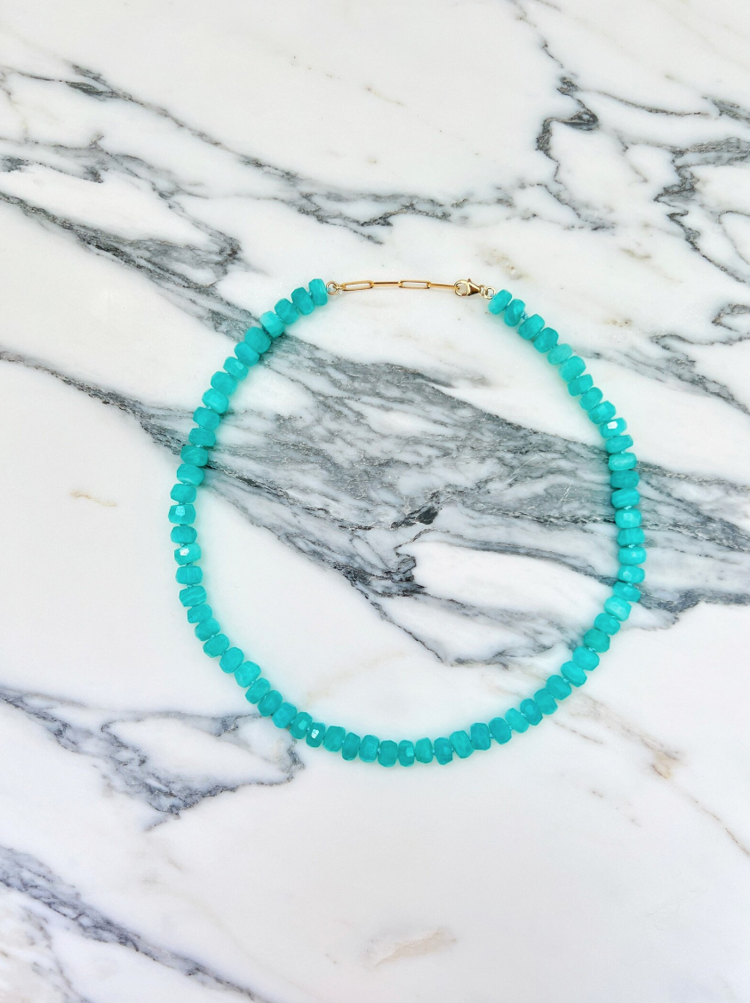 14K Gold Amazonite Candy Necklace