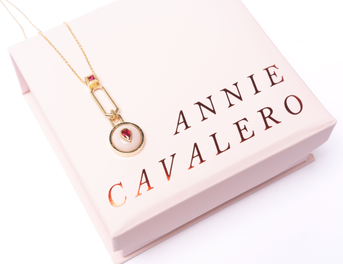 14K Gold Ruby + Pink Opal + Neon Pink Spinel Pendant Necklace